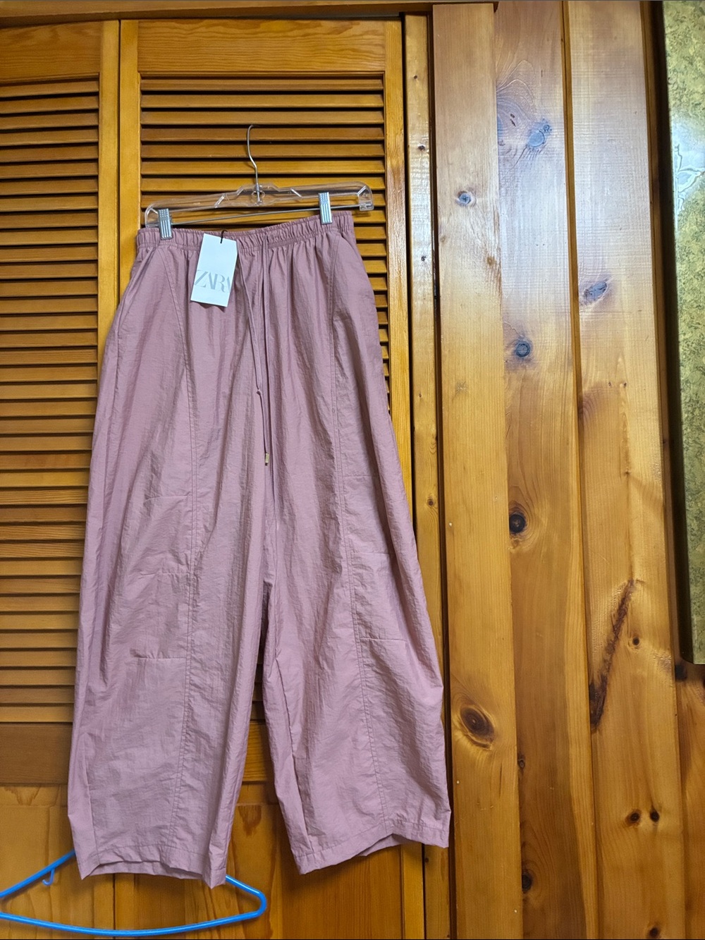 Zara Dusty Rose Wide-Leg Drawstring Pants length 36”waist 15”